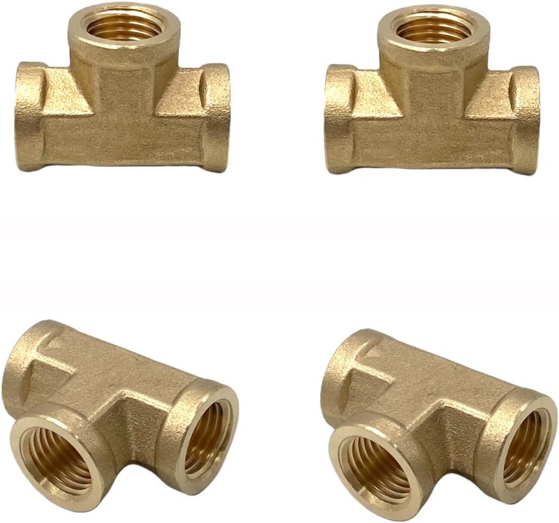 Bumugufu 4 Pcs 1/4" NPT Tee Brass Pipe Fittings, 1/4" x1/4" x1/4" Female NPT 3 Way T-Connector for Air, Propane, Oil and Natural Gas - Image 4